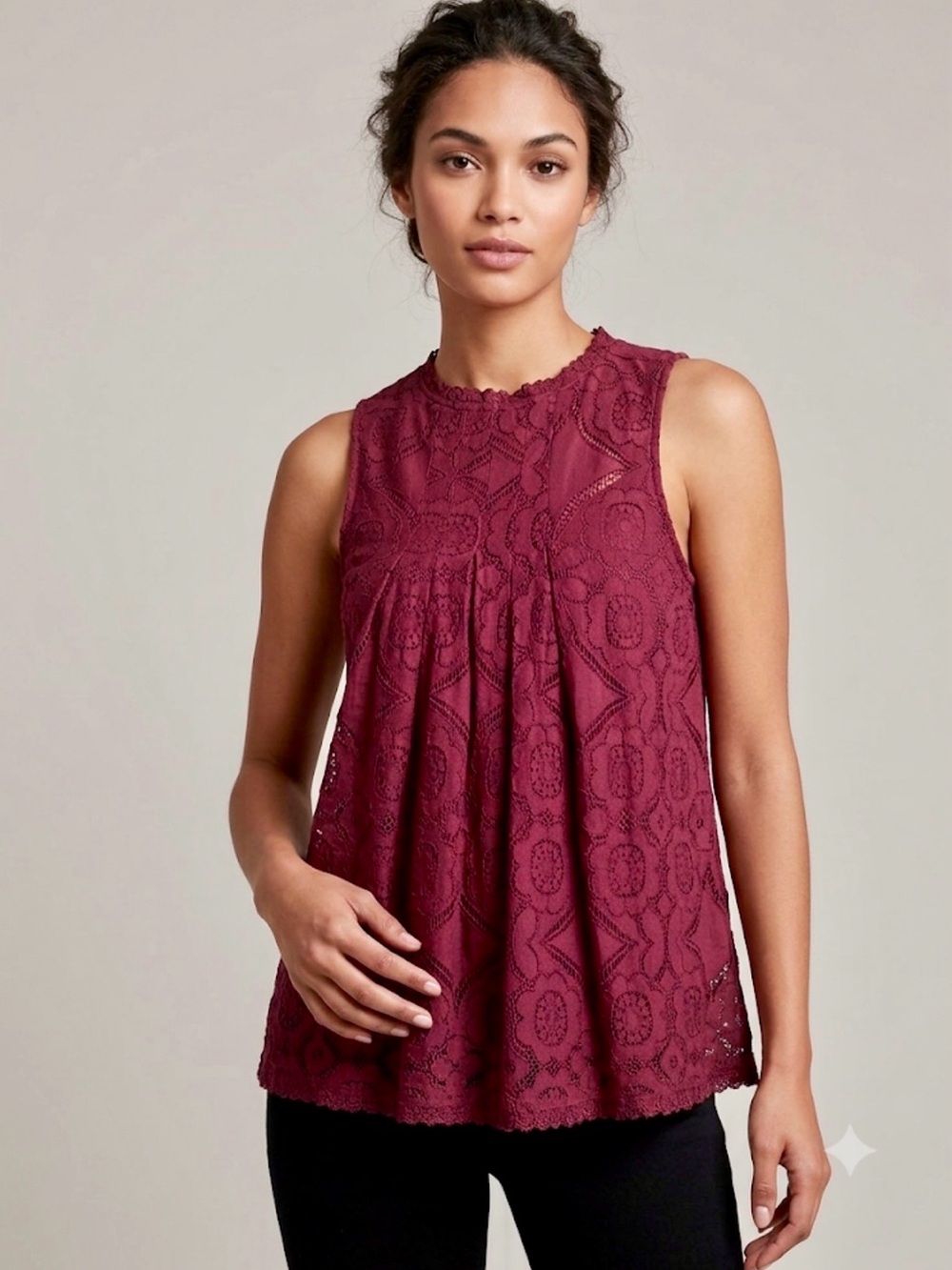 Doe & Rae Burgundy Knit Garment Medium | Wine Textured Stretch Piece Size M